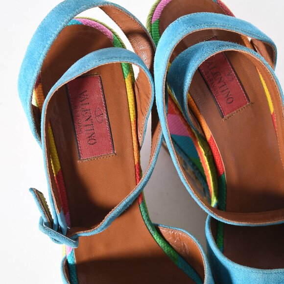 Valentino Suede Colorblock Pattern Espadrilles - Size 38, Excellent Condition - Picture 10 of 11